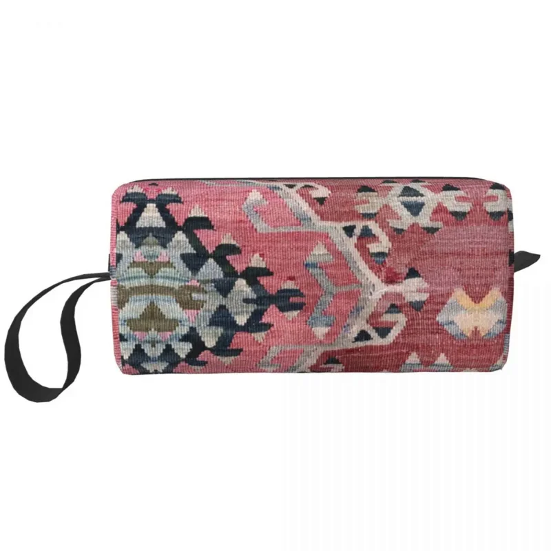 

Boho Kilim Persian Carpet Woven Textile Toiletry Bag Turkish Tribal Ethnic Art Cosmetic Makeup Organizer Ladies Beauty Storage