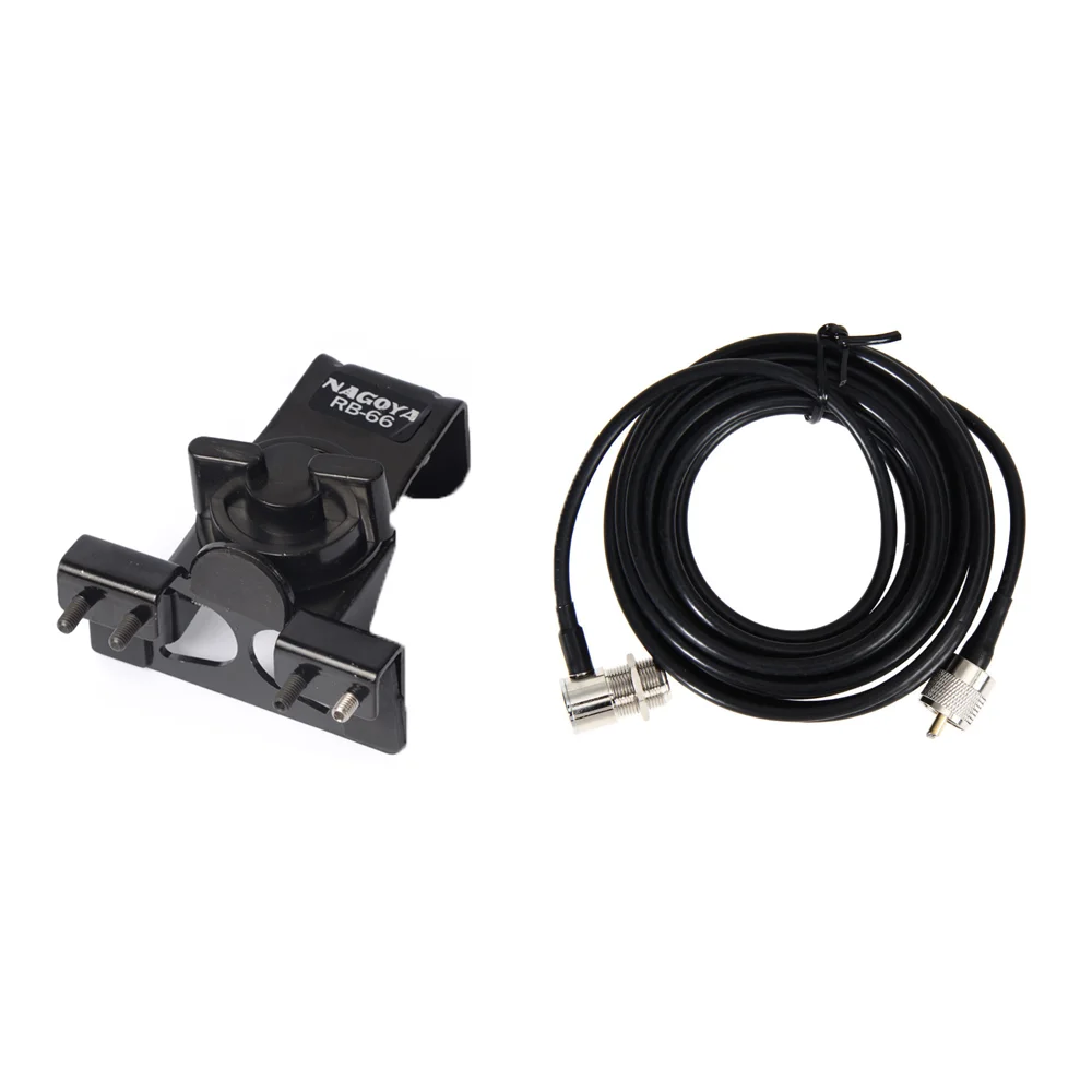 

RB-66 Black Mobile car radio Antenna Mount Bracket Clip with 5M RG58/RG316 Extension Coaxial Feeder Cable for Kenwood Baofeng