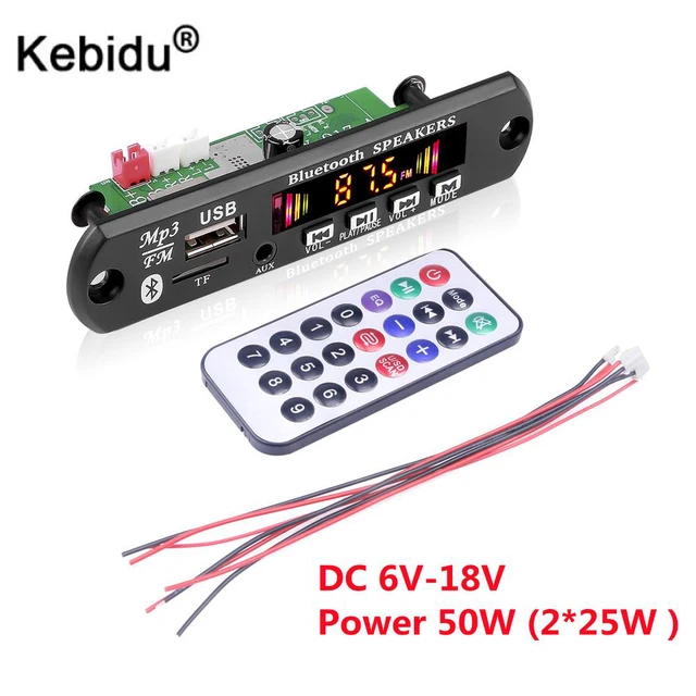 2*25W Stereo Bluetooth 5.0 MP3 Player Decoder Board 12V 50W amplifier Car FM Radio Module Handsfree Support TF USB AUX Recorders 1
