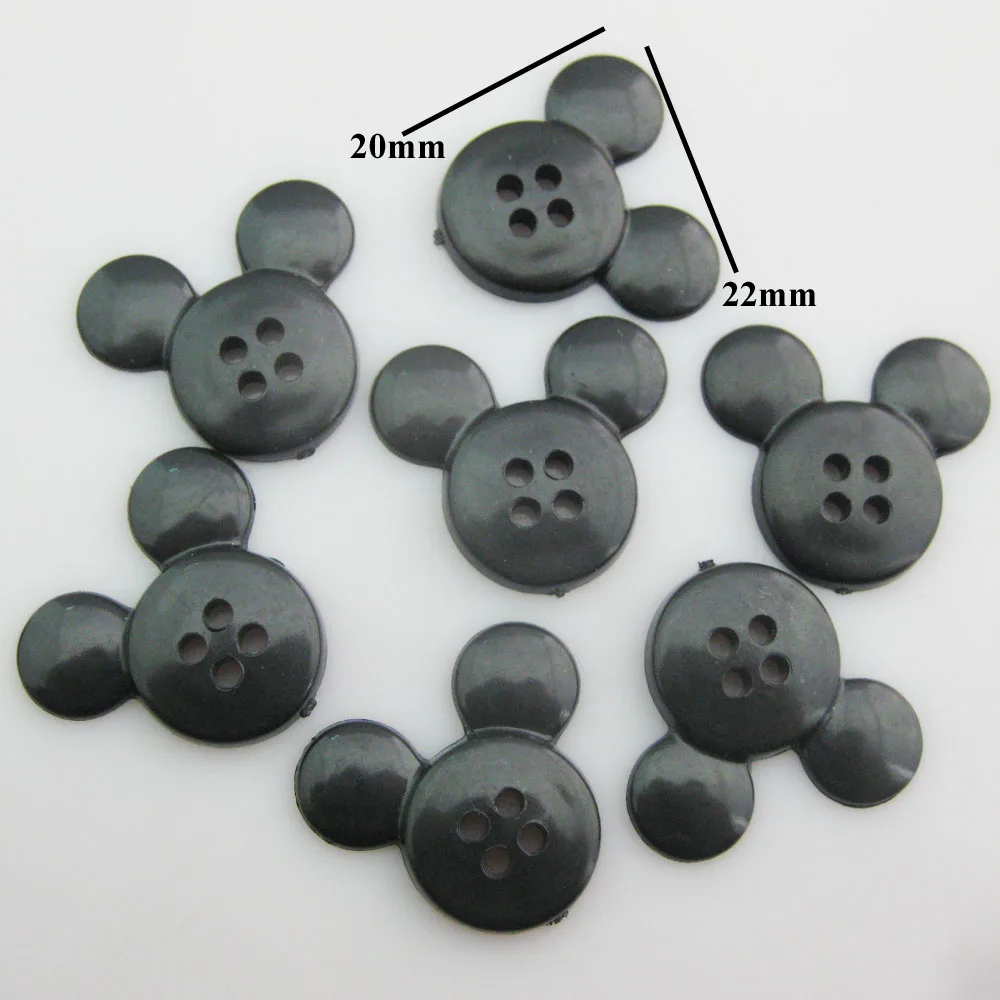 H099 Fashion Plastic Buttons Black Mickey Shape Cartoon Button 50Pcs Sewing Supplies 2
