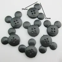 H099 Fashion Plastic Buttons Black Mickey Shape Cartoon Button 50Pcs Sewing Supplies 2