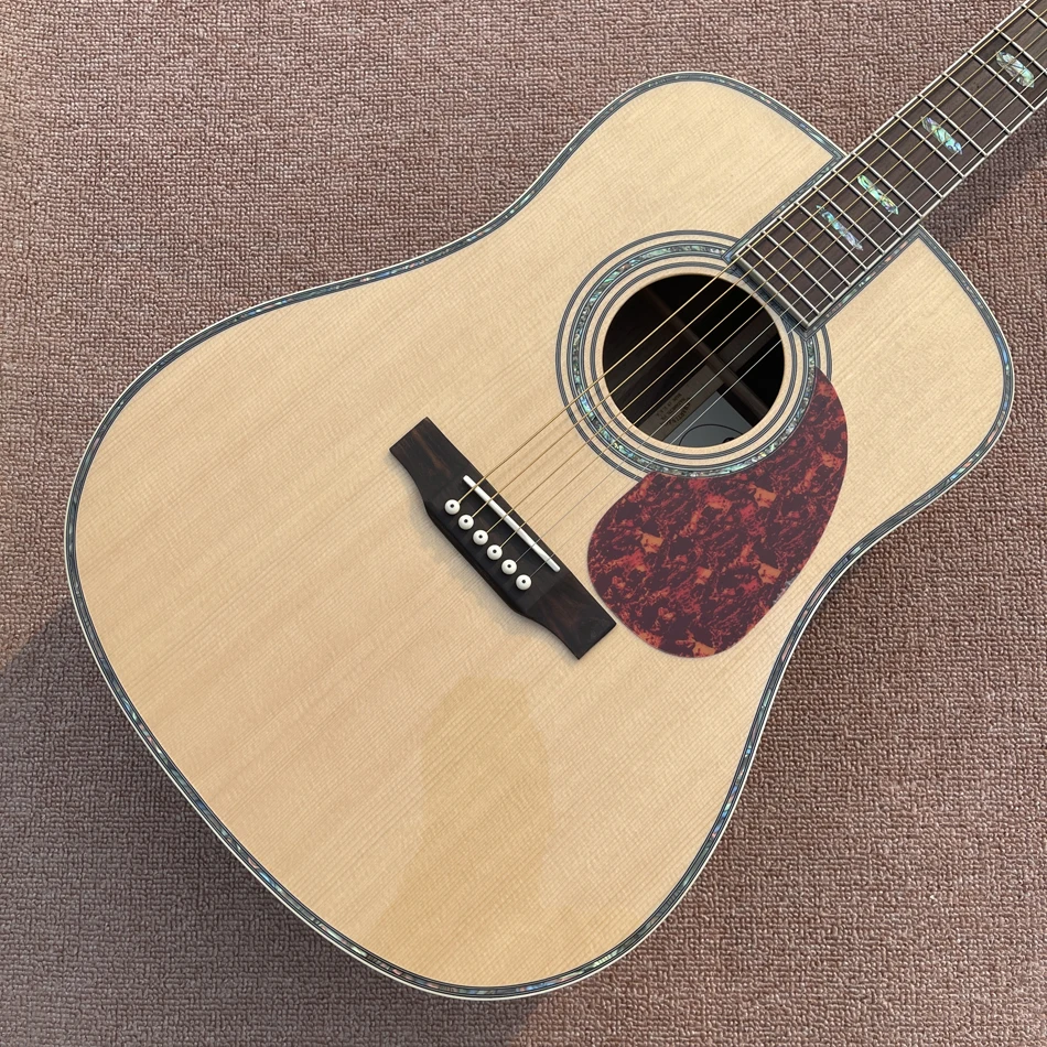 

New Solid Spruce Top Acoustic Guitar D Type 45 Model 41" Guitar Abalone Inlaid, Abalone Binding Top & Back, Electric Guitar