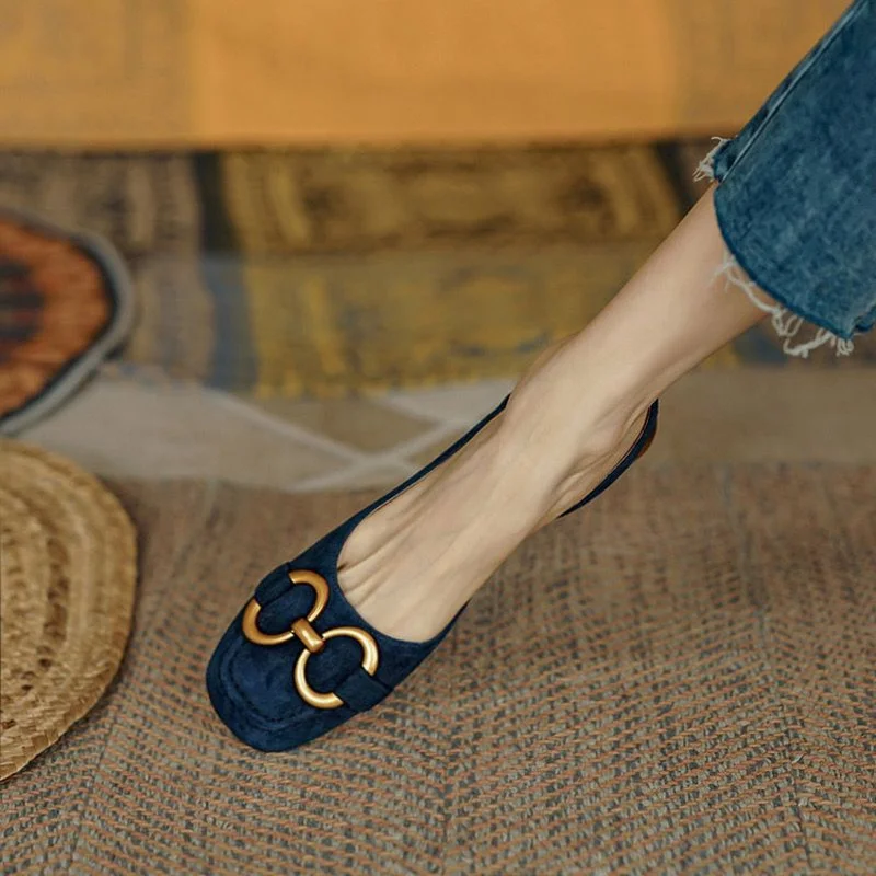 Retro Low-heeled Baotou Sandals Women Flats Slingback Suede Office Sandal Slip on women sandals women flats