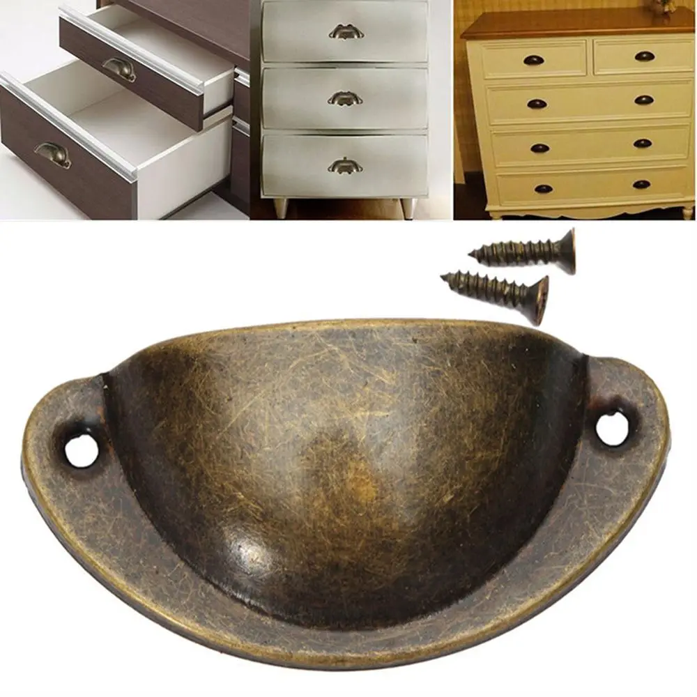 10pcs/lot Retro Box Iron Furniture Cupboard Cabinet Metal Antique Knob Pull Handles Shell