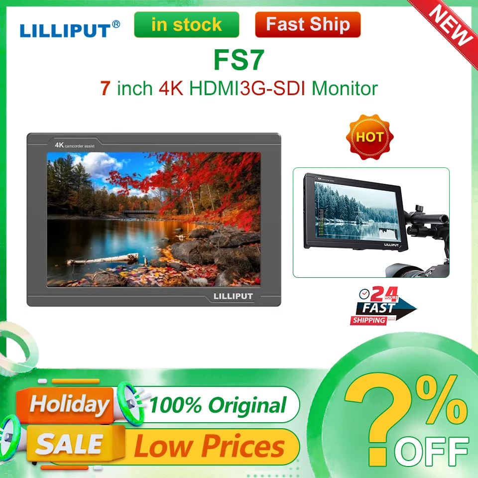 Lilliput FS7 7" 4K HDMI/3G-SDI Monitor with L-Series Type Plate