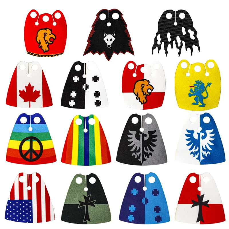 MOC Officer Cape Building Blocks Kit Medieval Lion Knights Figures Accessories Shawl Imitation Fur Cloak Bricks Toys Boys Gift 3