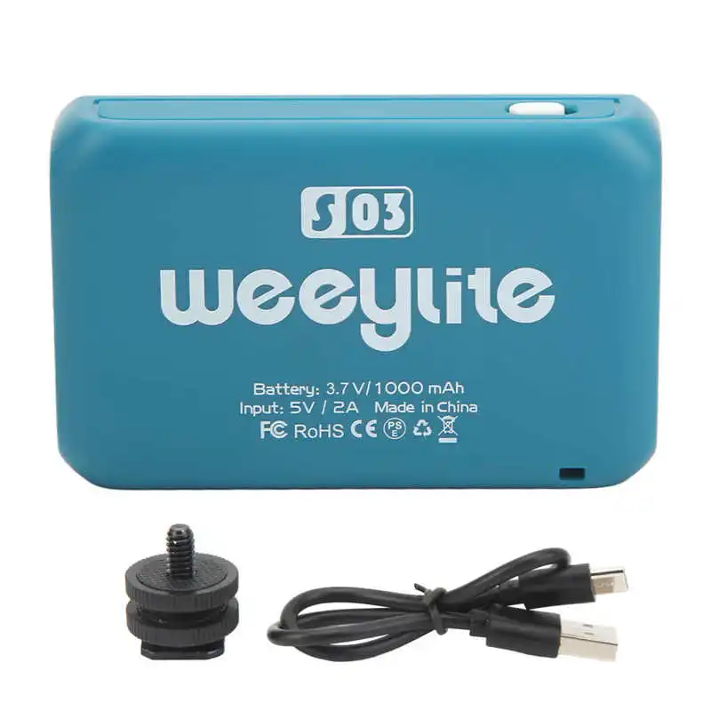 Weeylite S03 - Mini Lumière Vidéo RGB Avec Appli Bluetooth - CRI95+, 2800-6800K, Effet De Couleur - Pour Photo, Vidéo, Streaming