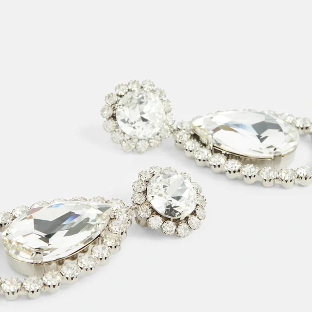 Stonefans Hollow Water Drop Ear Clip Earrings No Piercing for Women Christmas Jewelry Rhinestone Clip on earrings Bridal Gifts 3