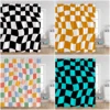 Colorful Checkerboard Shower Curtain Black White Blocks Distorted Chess Board Bathroom Curtain Modern Abstract Bath Decorations 1