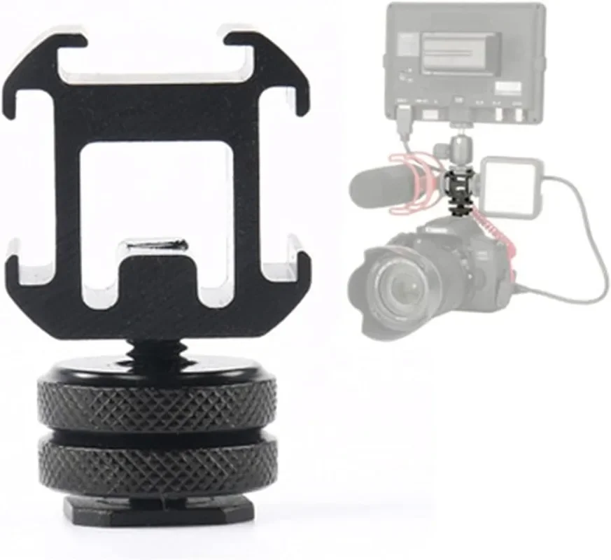 

Camera Hot Shoe Mount, Triple Hot Shoe 1/4" Adapter, Made Aluminium Alloy, Compatible with Canon Nikon DSLR and Accessories