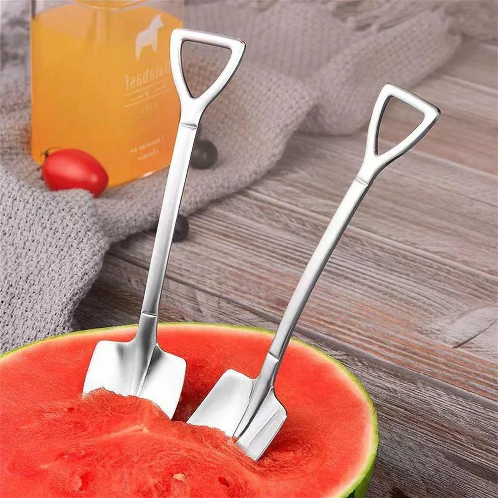 Tea Spoons Ice Cream Scoop 4Pcs/Set Stainless Steel Teaspoons Creative Coffee Spoon For Ice Cream Dessert Tableware Scoop Cutlery Set