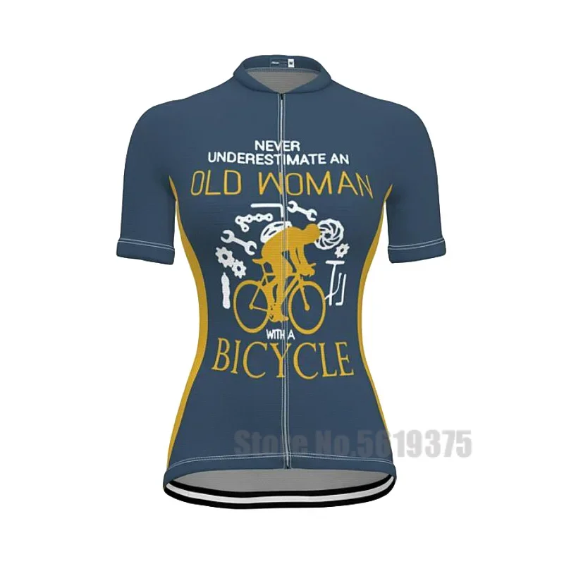 Old Woman Cycling Jersey Short Sleeve Summer Bike Wear Clothing Breathable MTB Jersey