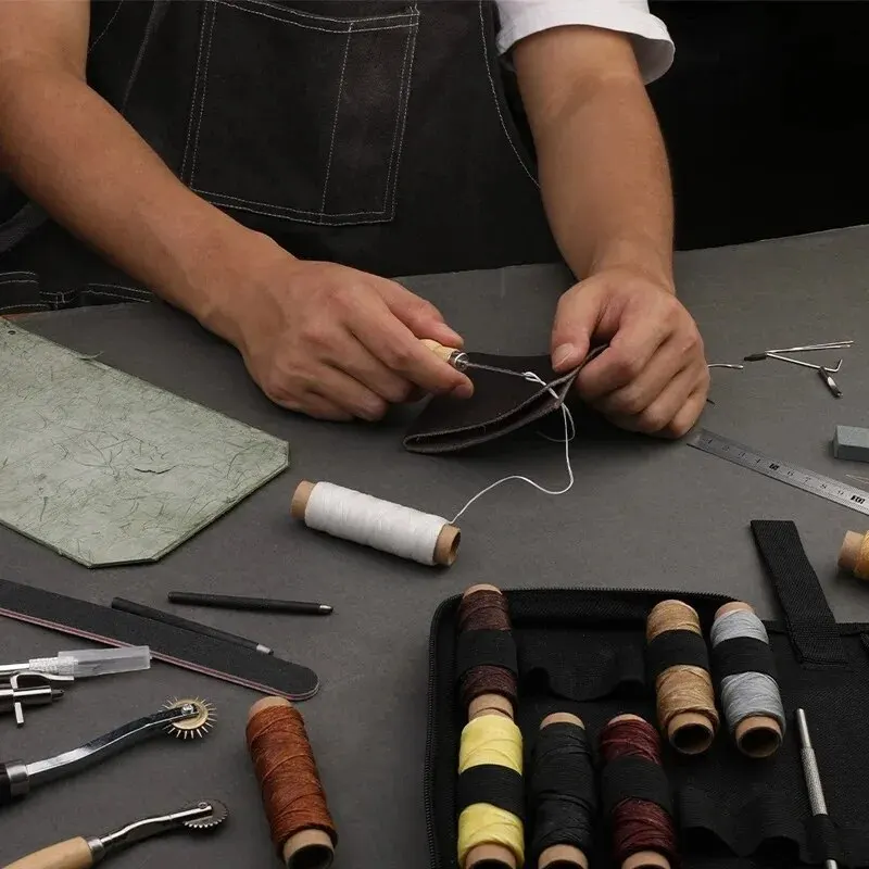LMDZ Leather Craft Working Tools Repair Set with Waxed Thread Groover Awl for Beginners Professionals