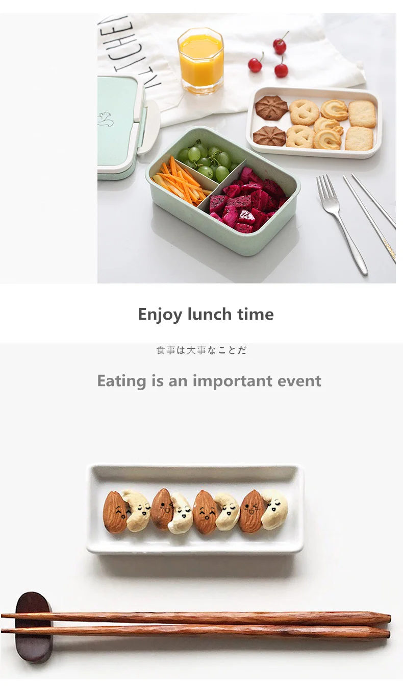 Description Picture 4 of itemWheat Straw Lunch Box for Kids Cartoon Bento Box Portable Eco-friendly Food Container for Picnic School Microwavable 1pc