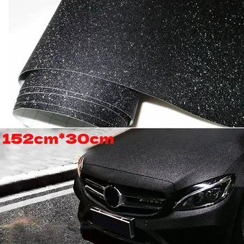 Black Sandy Glitter Vinyl Car Wrap Film Car Sticker DIY Styling Adhesive Air Release Decal Wrapping For Car Motorcyle Boat 1