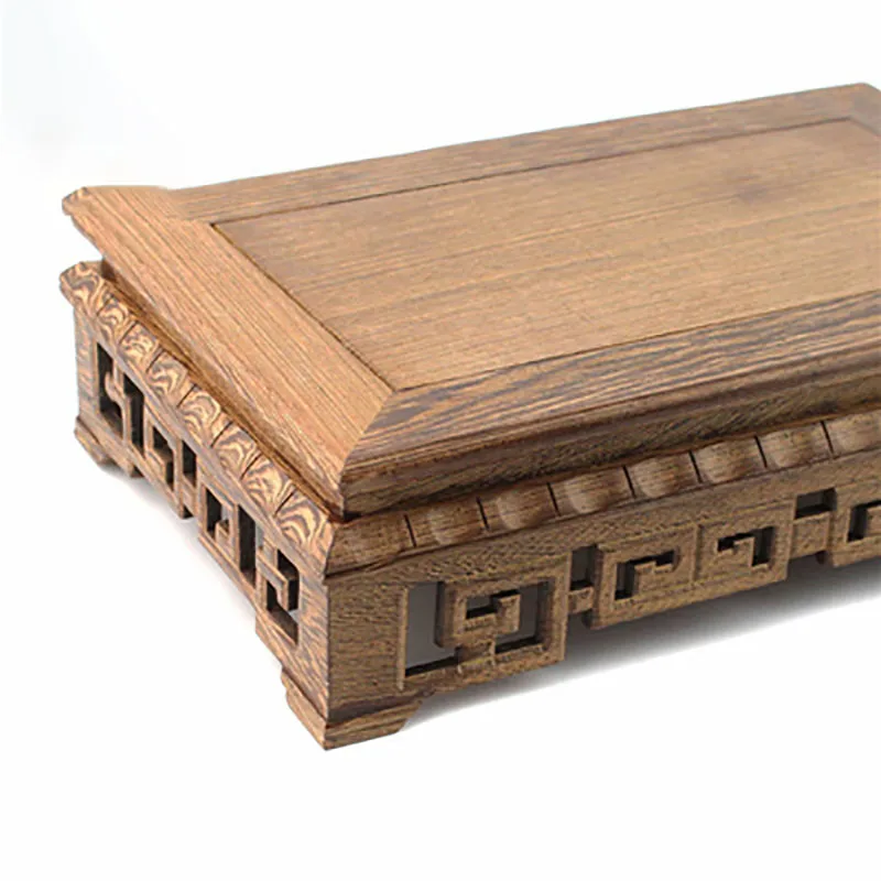 Rosewood-Natural Stone Base for Handicraft Ornaments, Rectangular Base, Chicken Wing Wood, Wooden Support