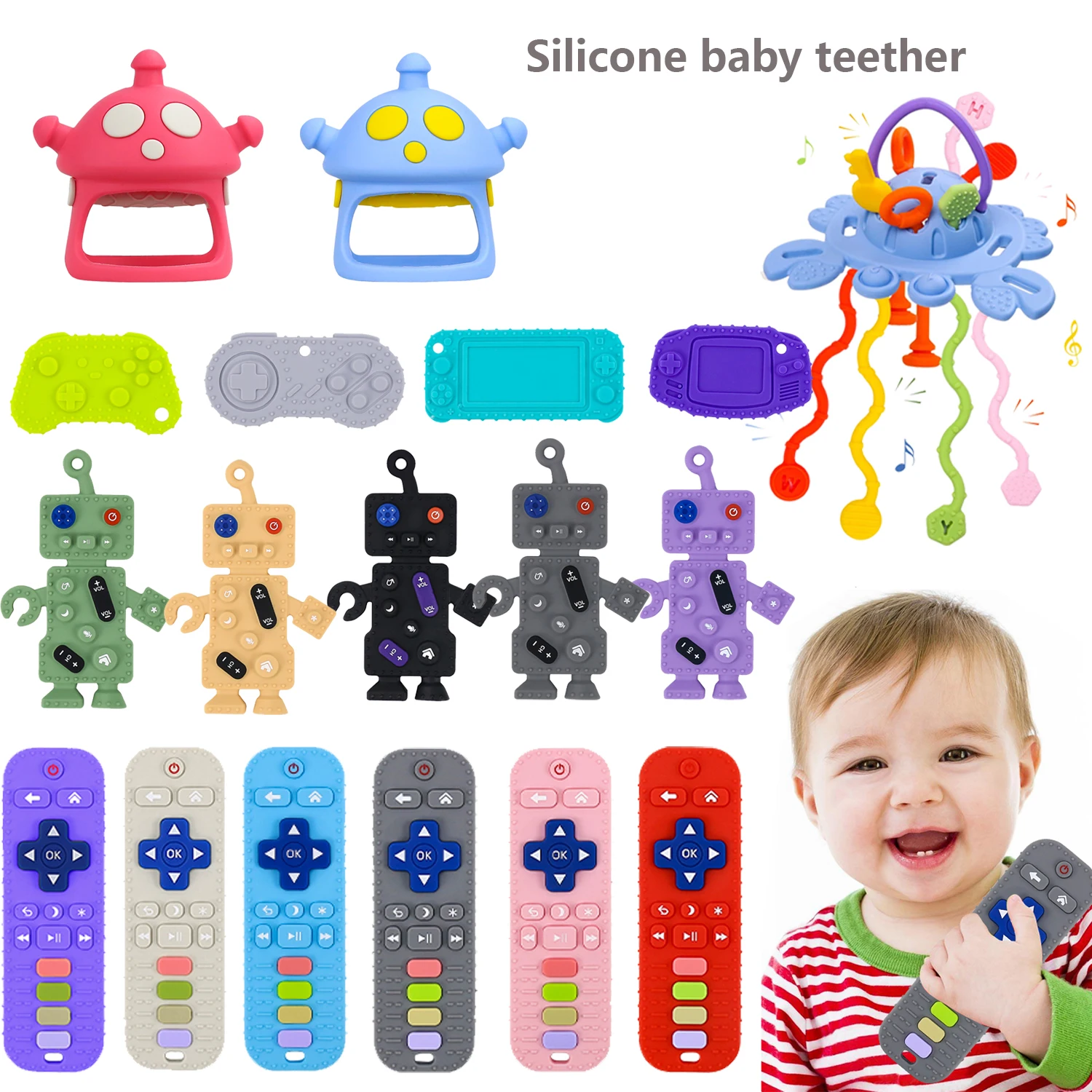 Remote Control Silicone Baby Teether Toy Babies Chews Food Grade Silicone Teethers Dental Care Durable Teether Toys for Newborn teething toys silicone teething toys