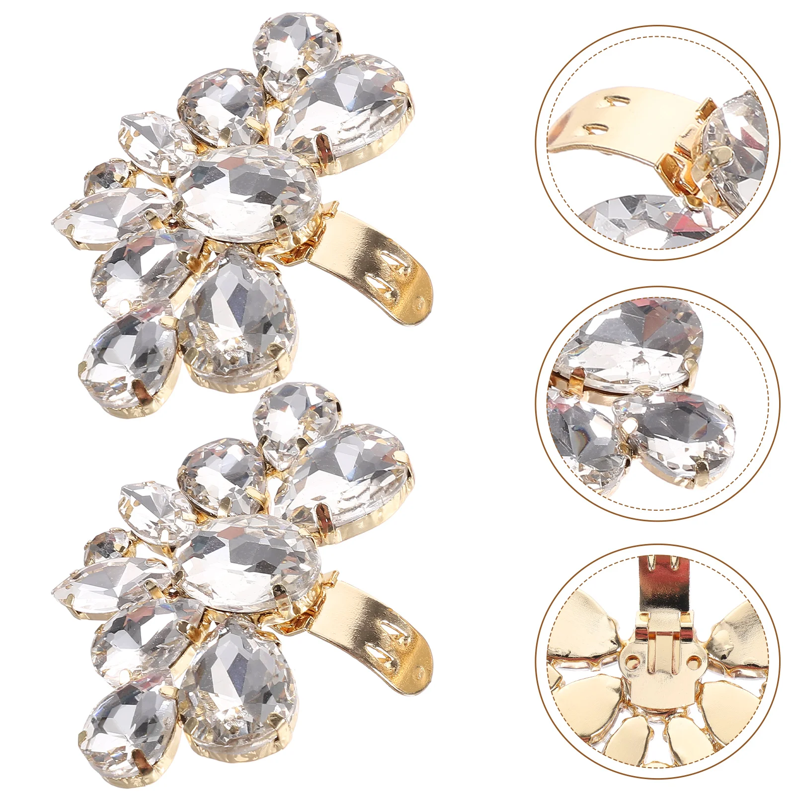 

2 Pcs Decor Crystal Flower Shoe Clips Buckles Removable Decorative Accessories Wedding Charms Women's