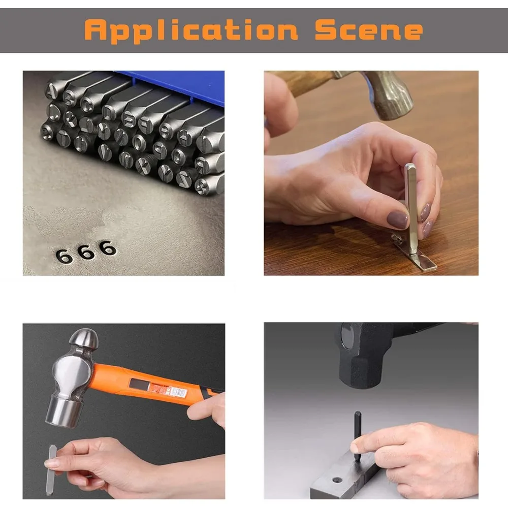 9pcs 4mm Punctuation Mark Stamp Set Carbon Steel Punch Kit Leather Craft Stamp Jewelry Metal Stamping Tools for Imprinting Metal