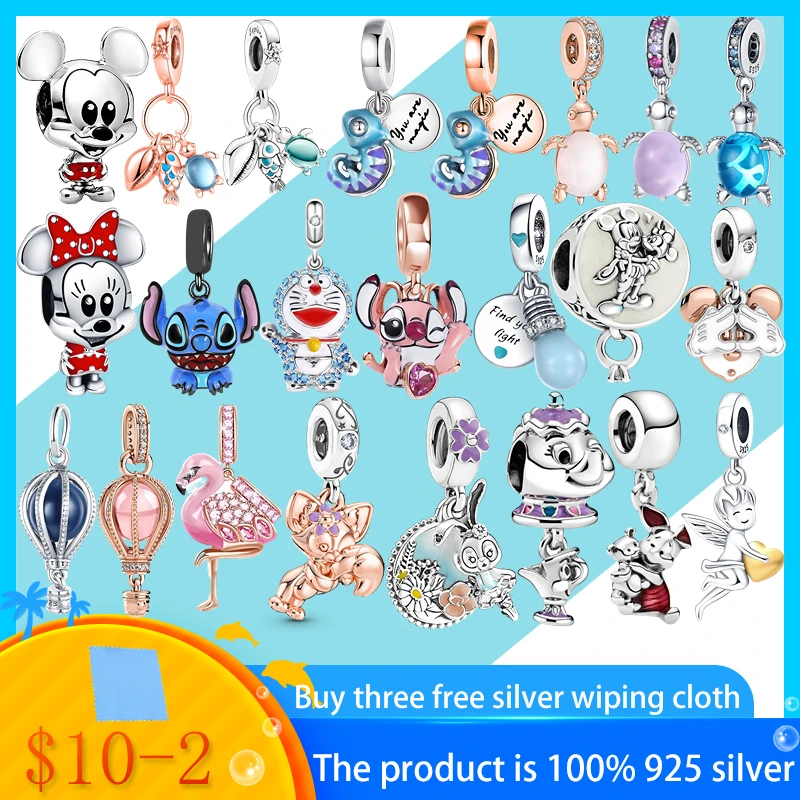 Brand New 100 925 Sterling Silver Disney Charm Beads For Pandoras 925