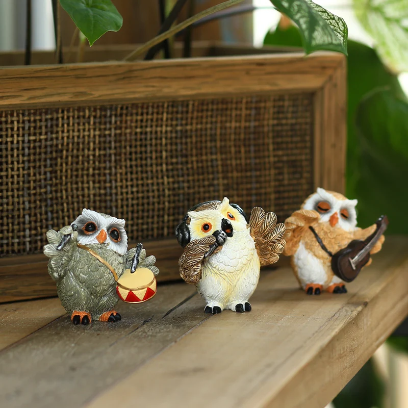 

Creative owl ornaments, animal micro landscape decoration, personalized home tabletop with hand gifts, retro style