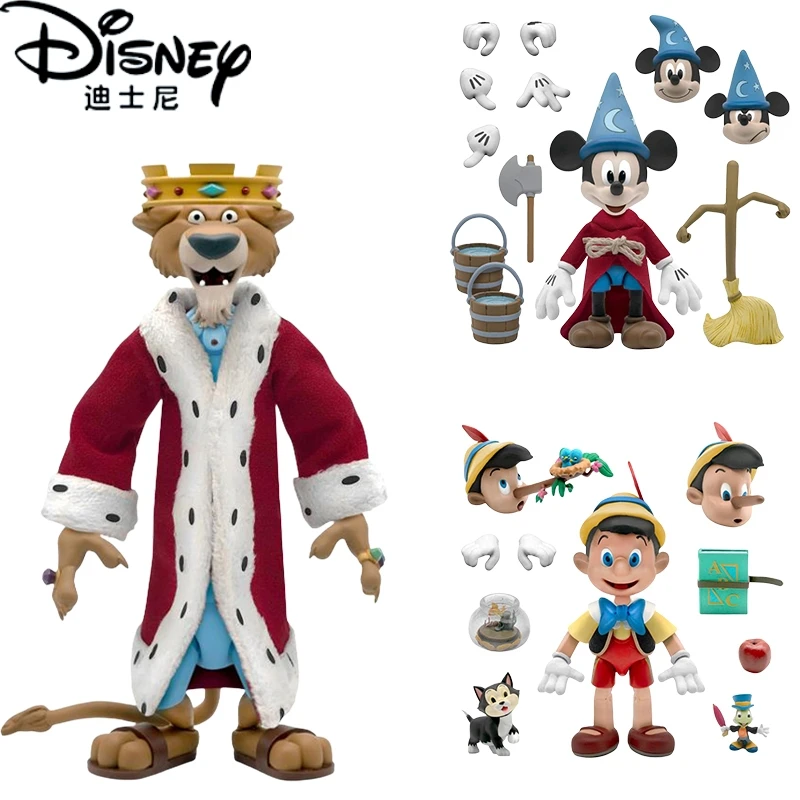 

Disney Action Figure Super7 Classic Cartoon Mickey Pinocchio Prince John Toys Multi-accessories Statue Doll Model Collectible