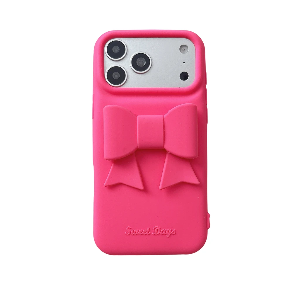 Chic 3D Bowknot Shockproof Silicone Phone Case - Sweet Bow Design