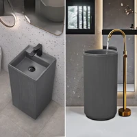 Bathroom column style integrated vertical floor standing gray industrial air column basin washbasin YX305TB 1