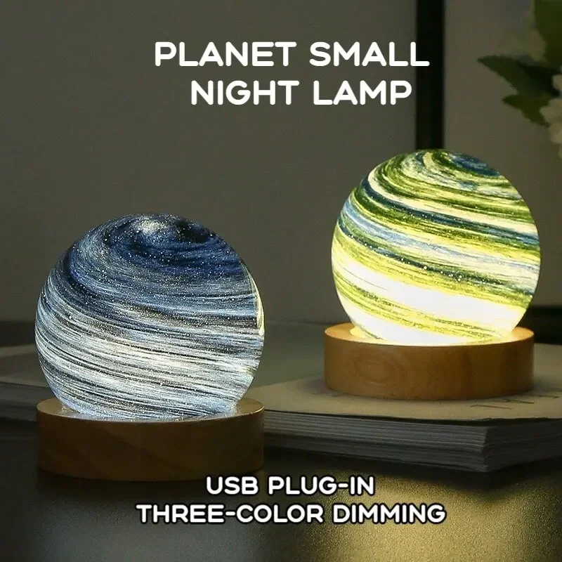 

3D Moon Glass Lamp USB Powered Planet Mini Night Light With Wooden Stand For Kids Girls Boys Friends Birthday Christmas Gifts