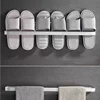 Free Punch Aluminum Slipper Rack Wall Mount Bathroom Bedroom Shoe Hanging Holder Organizer Toilet Wall Door Towel Storage Shelf 2