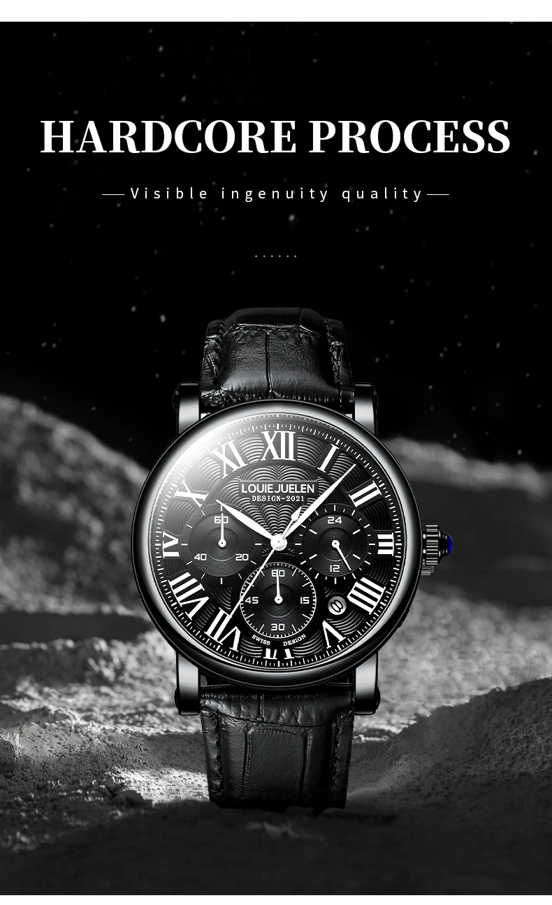 Belushi Men'S Watches Classic Watch for Men Leather Montre Chronographe Quartz Wristwatches Luxury Men Watch Relogio Masculino