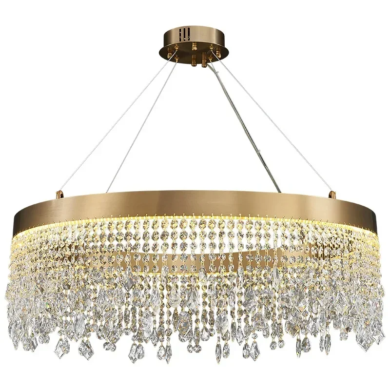 Nordic LED Crystal Chandeliers for Living Dining Room Kitchen Decor Hanging Pendant Light Home Indoor Table Decor Suspen Lamps