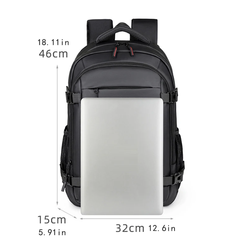 Laptop backpack, large capacity business travel backpack, adjustable shoulder strap, multiple pockets, safety zipper closure