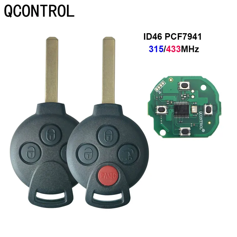 

QCONTROL 433Mhz Complete Remote Key For Mercedes-Benz Smart Fortwo 451 2007 2008 2009 2010 2011 2012 2013 PCF7941 Chip