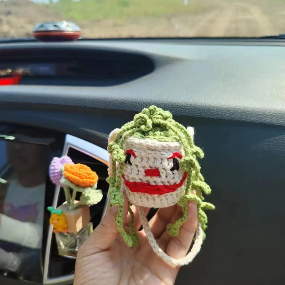 Kawaii Crochet Joker Creative Halloween Plant Car Hanger Accessories  Interior Gadgets Crochet Hanging For Halloween Decoration