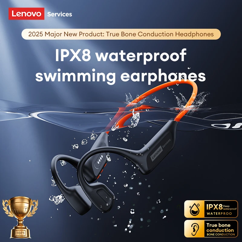 Lenovo S106 Bone Conduction Headphones – Bluetooth 6.0, IPX8 Waterproof Swimming Earphones with 32GB MP3 Player, HiFi Audio & Built-In Mic 2