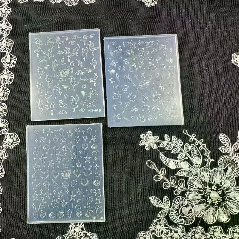 1Pcs Nails Mold Crane Swan Sea Star Conch Nail Art Templates 3D Silicone Relief DIY Nail Decoration Manicure Design Tools