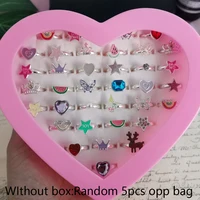 12/36PCS Cute Adjustable Rings for Children Girls Pretend Play Makeup Ring Jewelry Watermelon Iceream Heart Enamel Ring 2