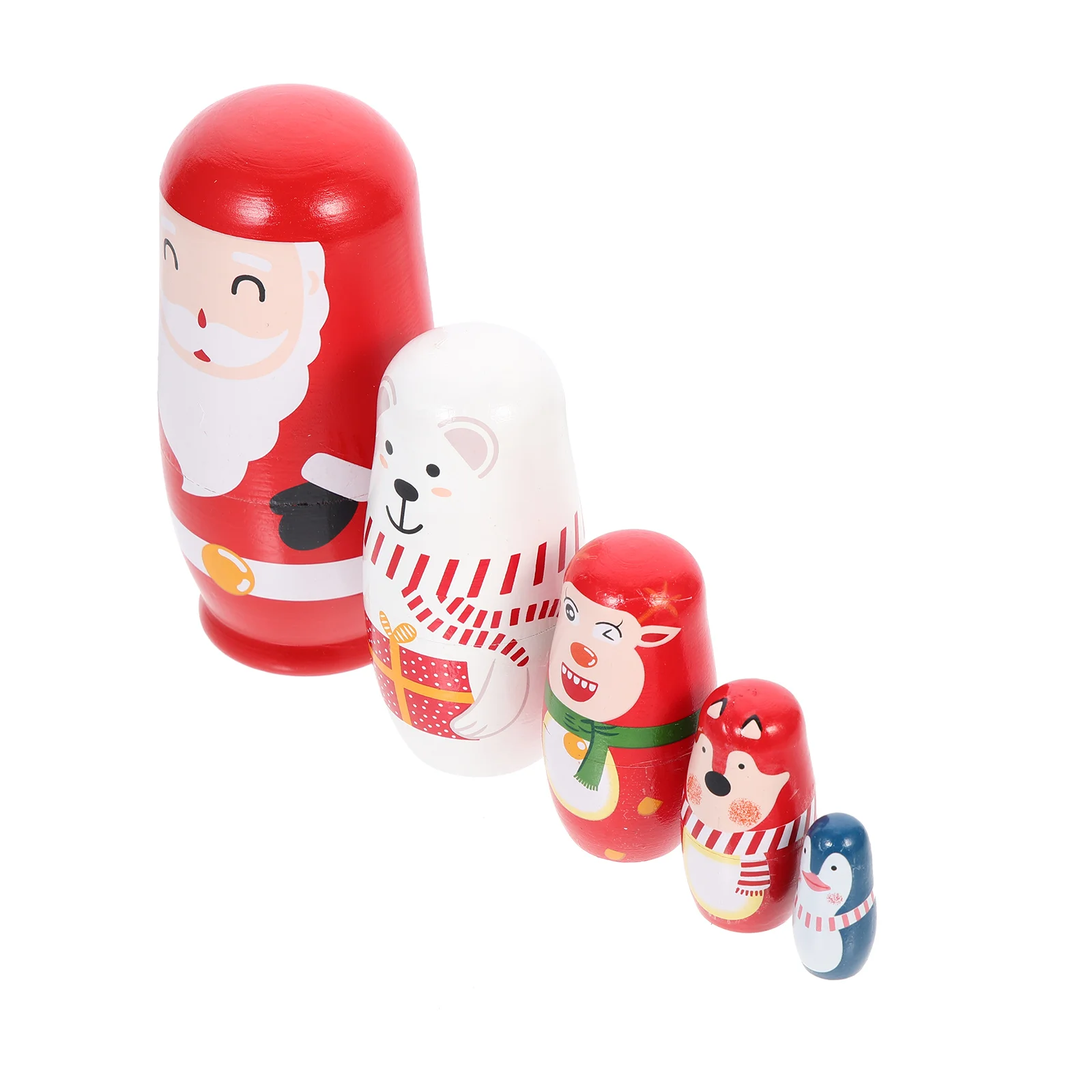 

5/6pcs Santa Claus Russian Nesting Dolls Handmade Wooden Matryoshka Toys Kids Christmas New Year Gift