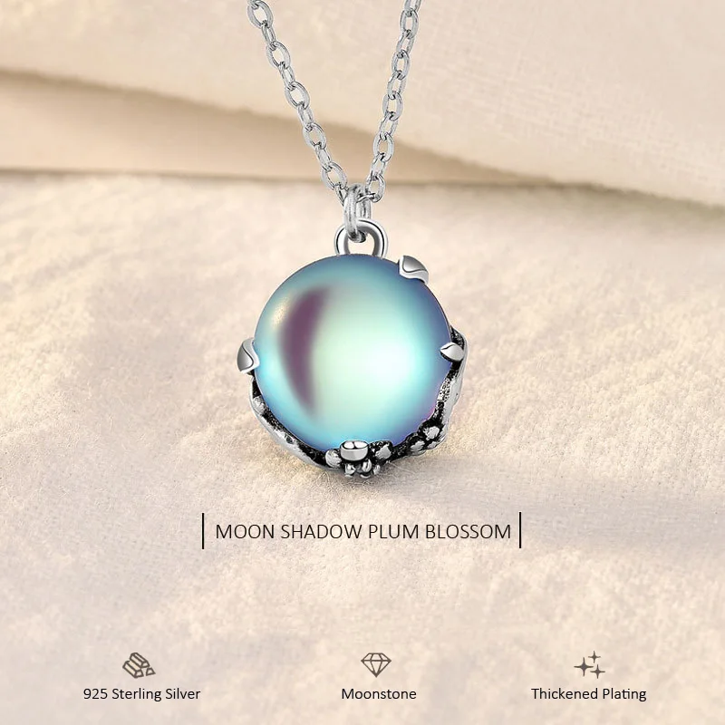 

Original Design 925 Sterling Silver Moon Shadow Plum Blossom Necklace for Women Valentine's Day Gift Anniversary Fine Jewelry