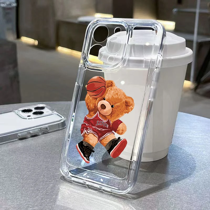 Teddy Bear Couple Cartoon Clear Phone Case Cover