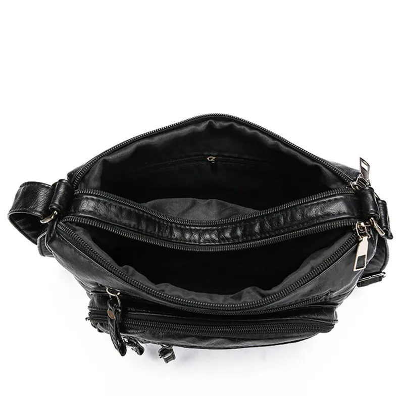 Fashionable Soft Leather Crossbody Bag with Multi Layer Zipper Pocket, Stylish Single Shoulder Bag for Women Daily Work, Date