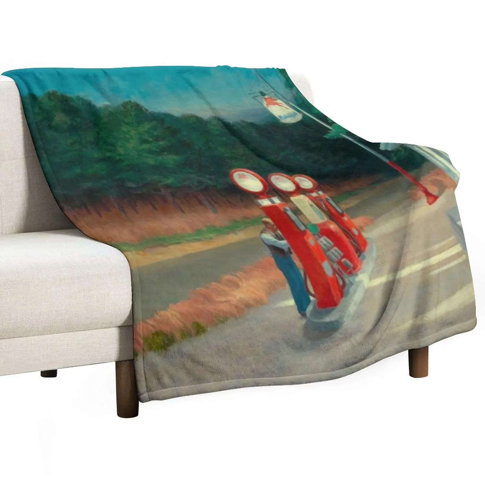 

Edward Hopper - Gas, Art reproduction Throw Blanket Heavy Sofa Quilt Decorative Beds Blankets