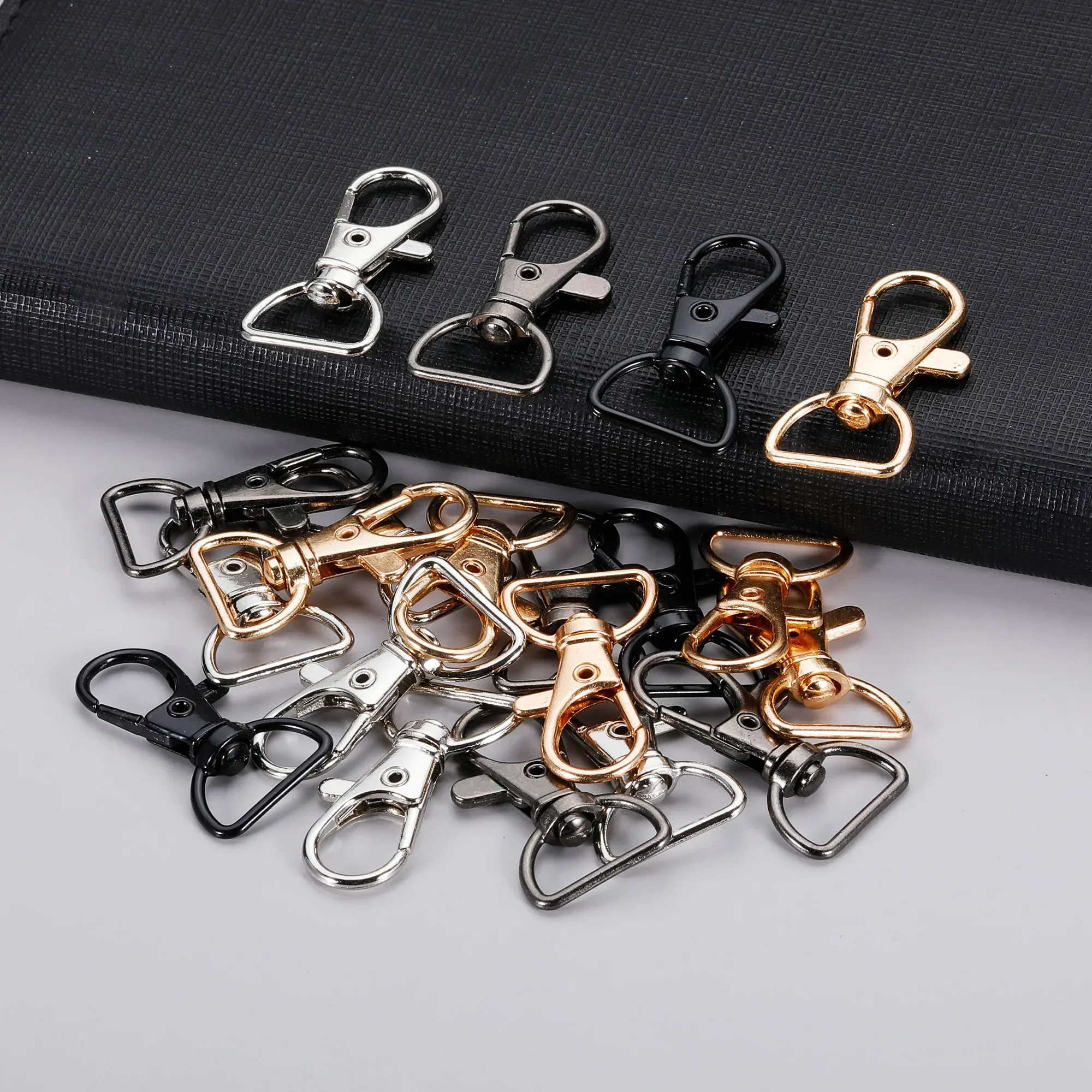100Pcs Swivel Clasps D Rings Alloy Metal Snap Hooks Clip Hook for Keychain Bag Key Ring Jewelry Making Crafting Sewing Wholesale