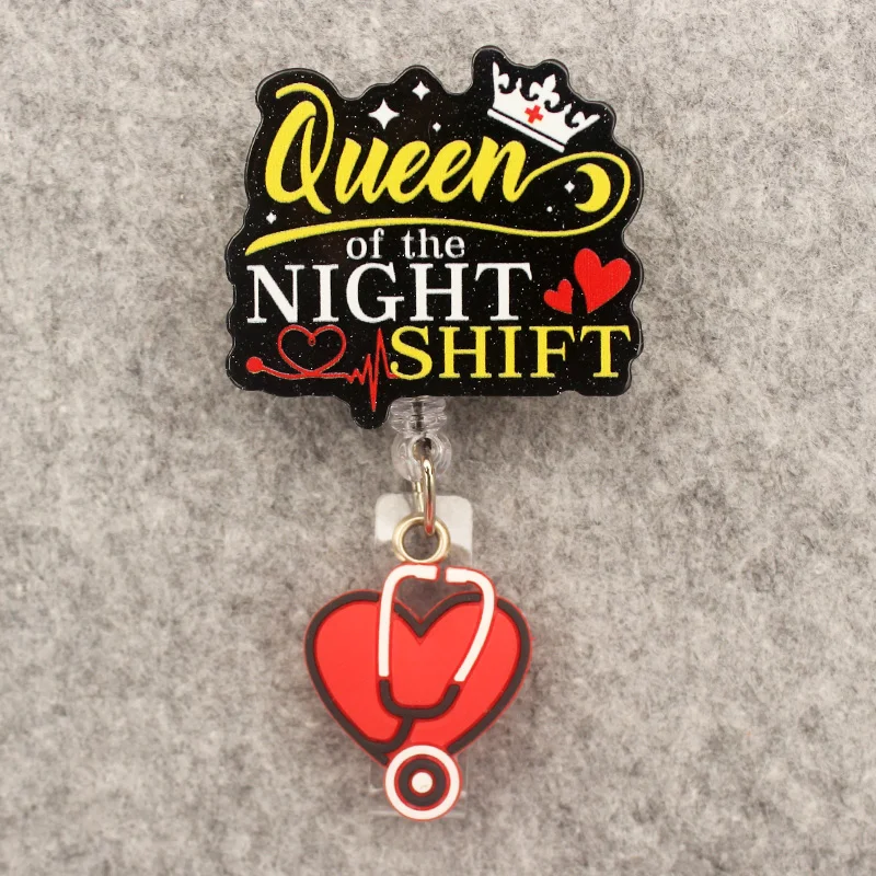 Retractable badge reel Funny Medical Nurse Words Style Rotate Clip Card Holder Exhibition Name Card Parts