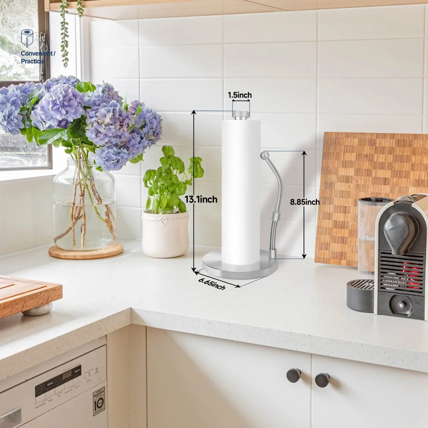 Stainless Steel Paper Towel Holder Easy Tear Towel Rack Weighted Paper Towel Holder Upright Paper Towel Holder Prevent