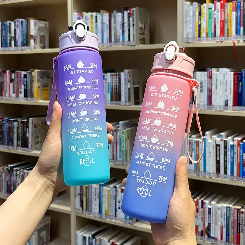 

900ML Sports Water Bottle With Time Marker Leak-proof Cup Motivational Portable Water Bottle For Outdoor Sport Fitness BPA Free