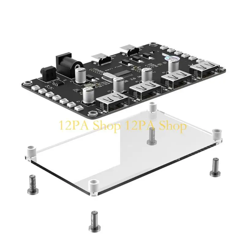 12PA 4 포트 USB 2.0 허브 노트북 마우스 키보드용 다채로운 LED 보조 전원