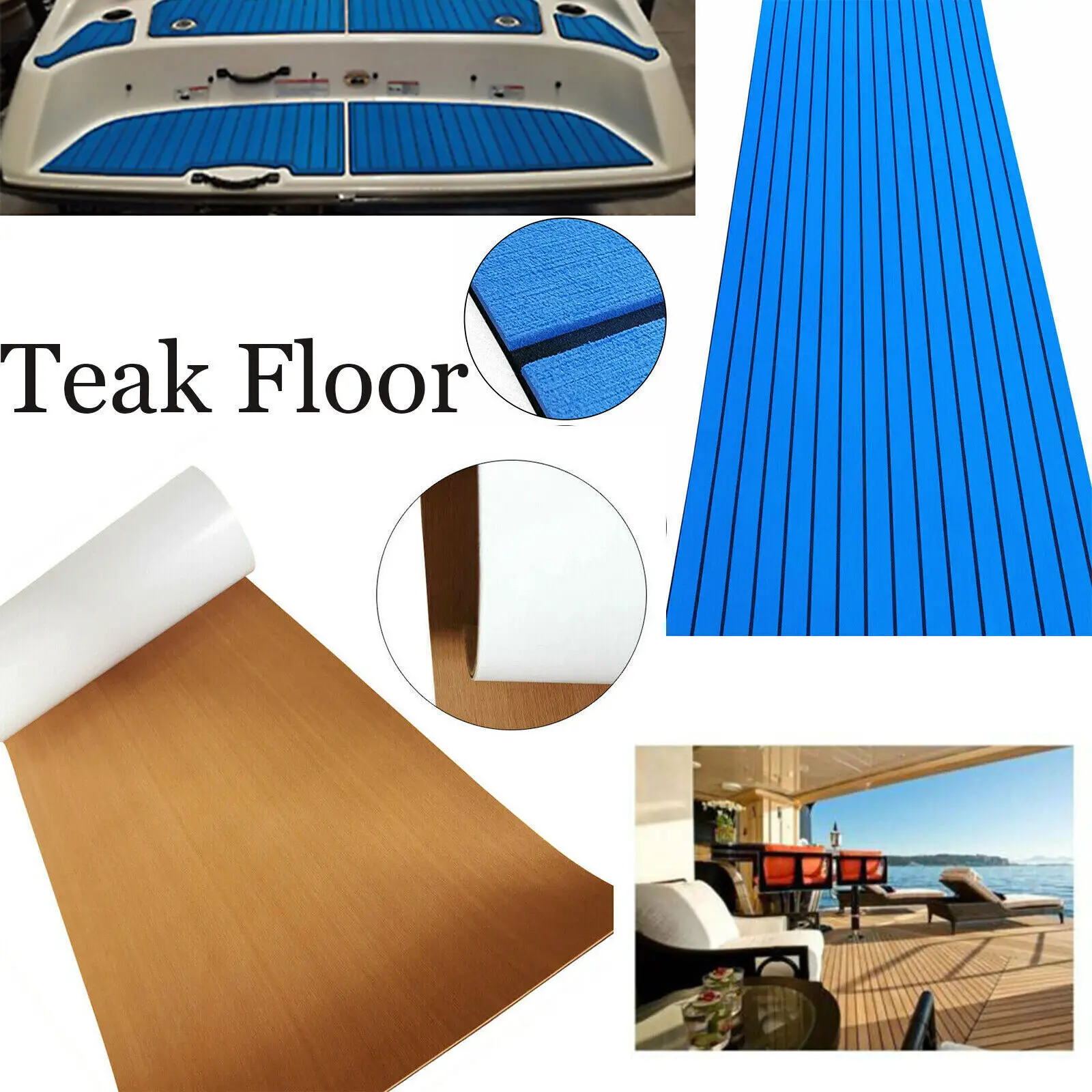 35.4"X94.5" EVA Foam Mat Synthetic Teak Decking Sheet Boat Marine Pad Self-adhesive Carpet eva foam mat
