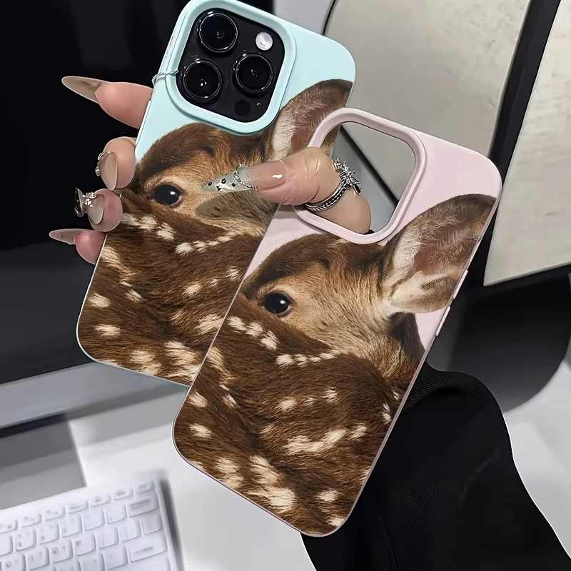 Close-Up Sika Deer Illustration Pattern TPU Case for iPhone 17 Pro Max 16 15 14 13 12 11 XS XR X 7 8 Plus Stylish TPU Soft Cover 6